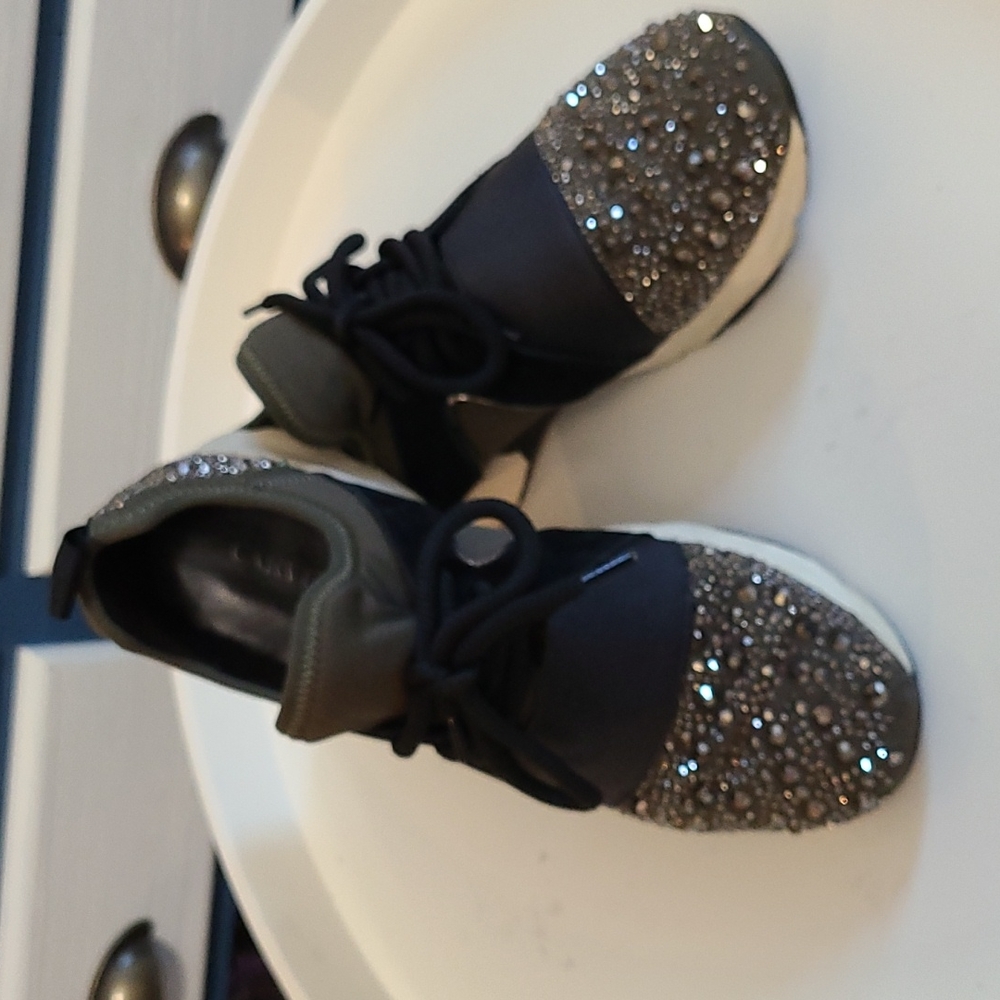 Carvela olive green bling sneakers size 6